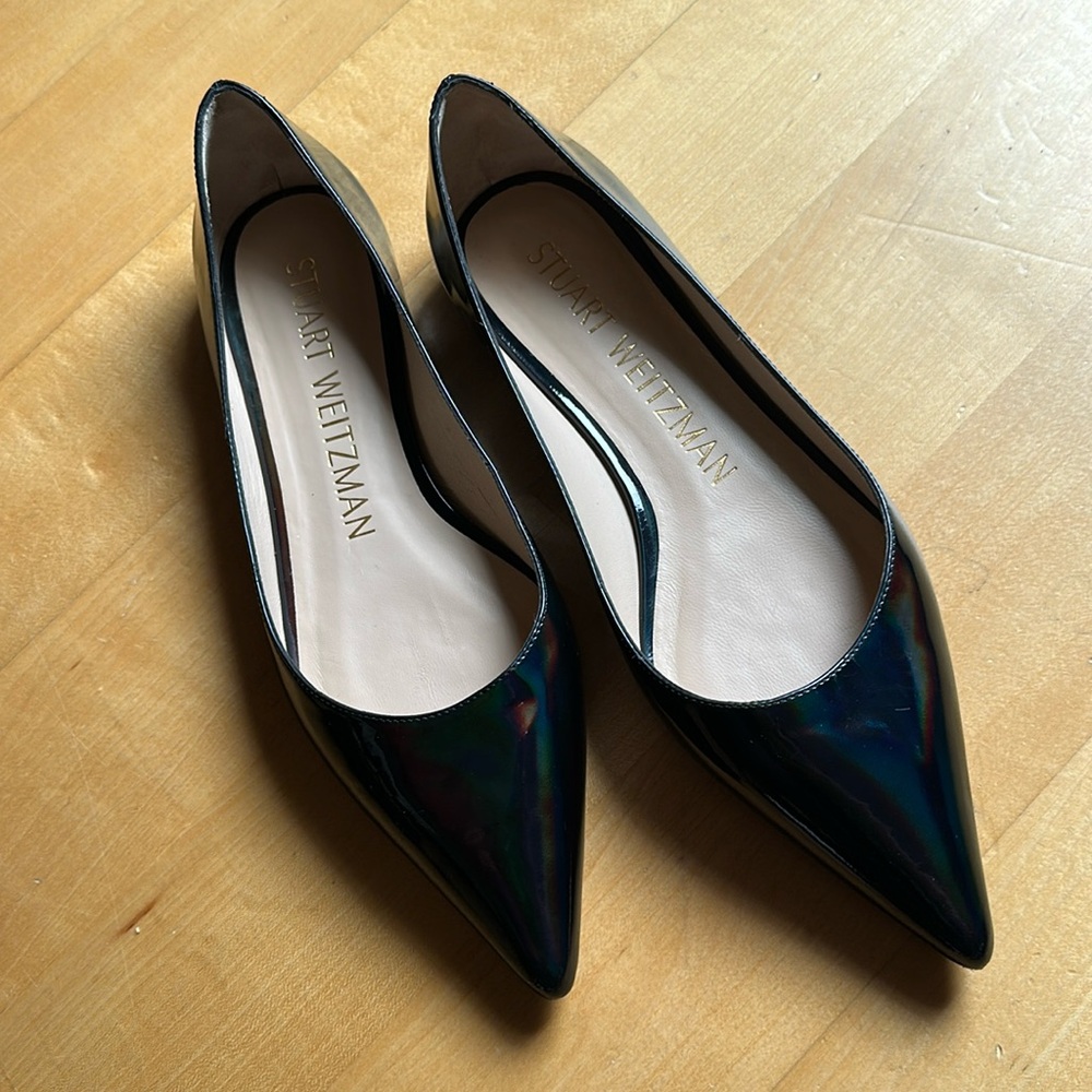 Stuart Weitzman Emilia pointed toe patent ballet flats